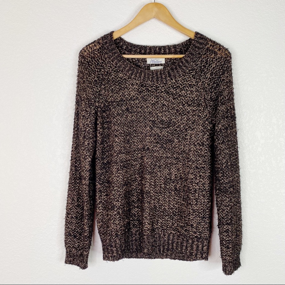 Wallace / Madewell Black and Metallic Knit Pullover Sweater